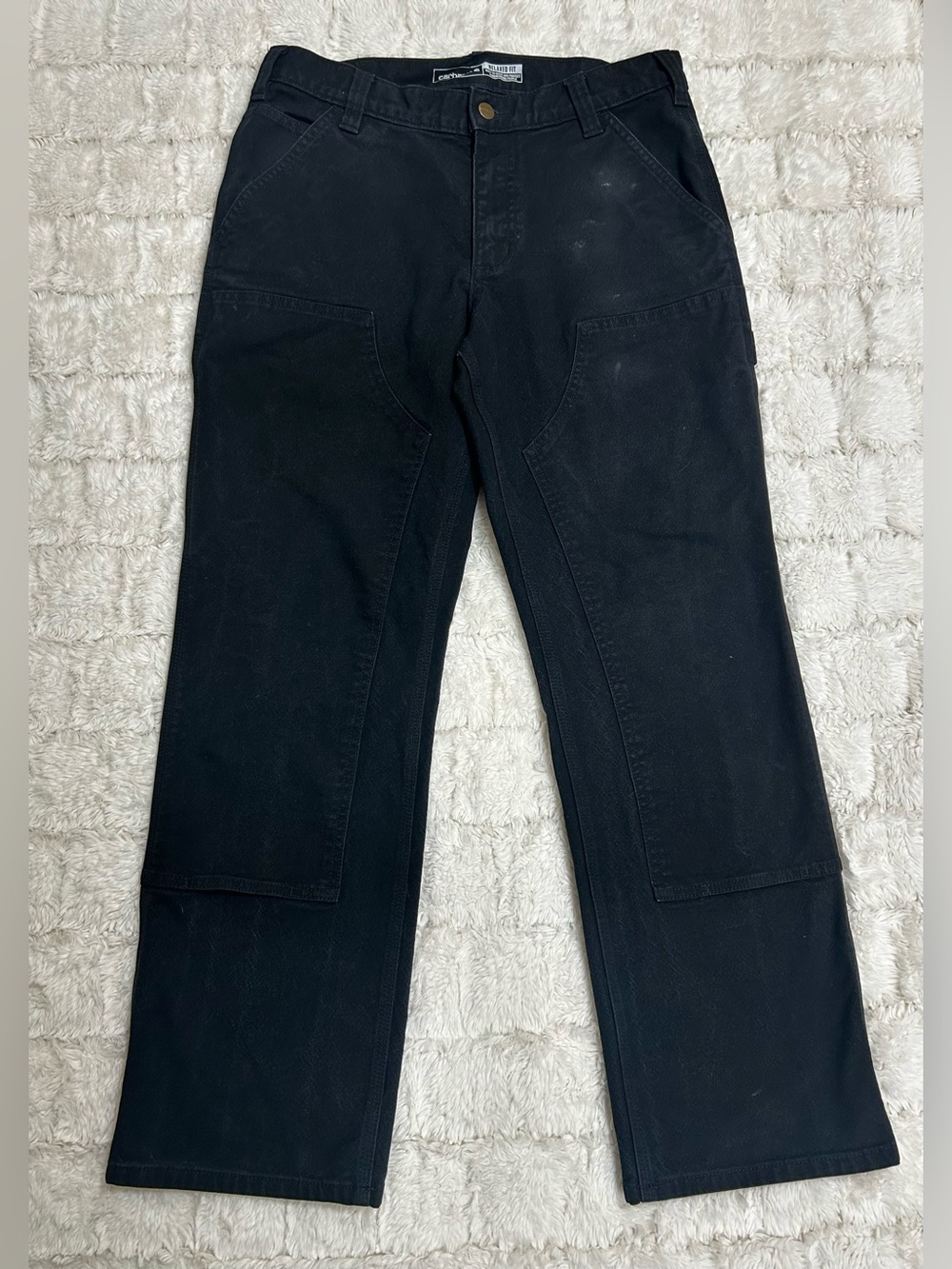 Carhartt 32x30 Rugged Flex Relaxed Fit Duck Double-Front Work Pants Black